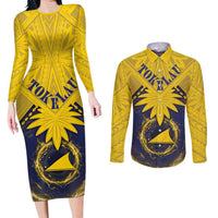 Tokelau Tokehega Day Couples Matching Long Sleeve Bodycon Dress and Long Sleeve Button Shirt National Badge Special Style - Polynesian Pride