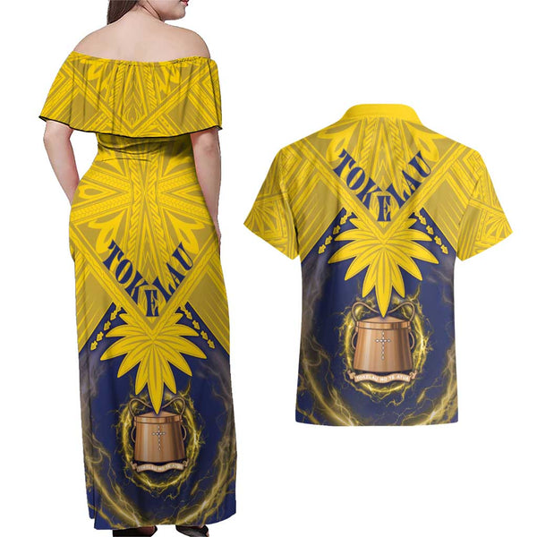 Beerus Dragon Ball Summer Theme Couples Matching Off Shoulder Maxi Dress and Hawaiian Shirt with Floral Shirt Sunglasses Shenron and Ocean Wave Background TS04