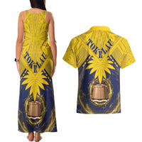 Tokelau Tokehega Day Couples Matching Tank Maxi Dress and Hawaiian Shirt National Badge Special Style - Polynesian Pride