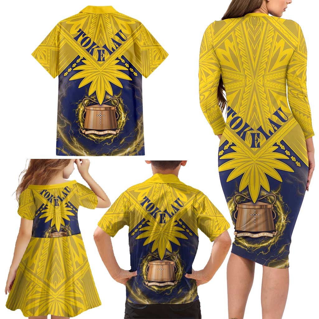 Tokelau Tokehega Day Family Matching Long Sleeve Bodycon Dress and Hawaiian Shirt National Badge Special Style - Polynesian Pride