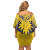 Tokelau Tokehega Day Off Shoulder Short Dress National Badge Special Style - Polynesian Pride