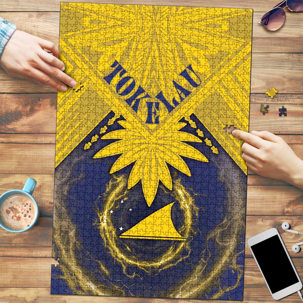 Tokelau Tokehega Day Puzzle National Badge Special Style LT05 Yellow - Polynesian Pride
