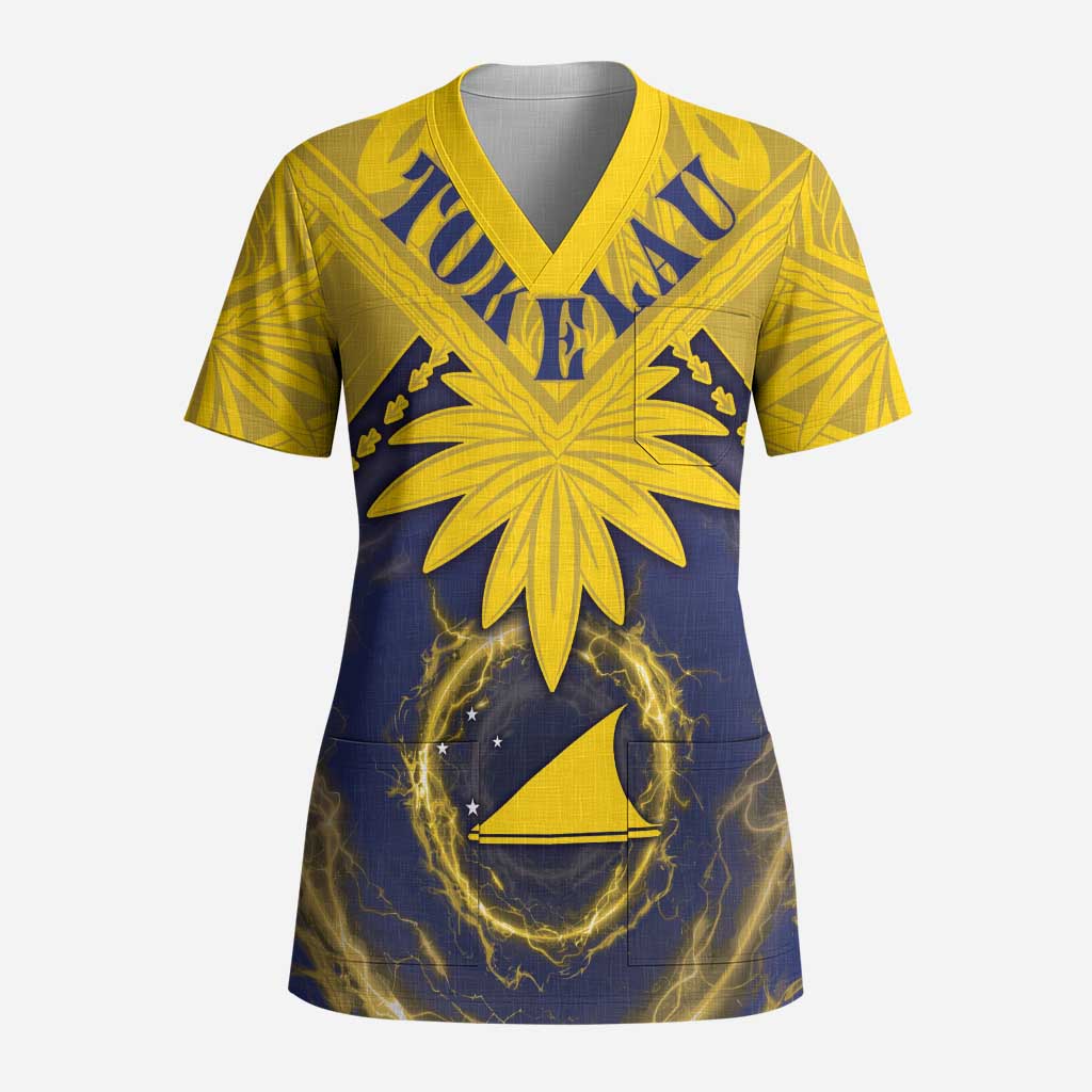 Tokelau Tokehega Day Scrub Top National Badge Special Style LT05 Adult Yellow - Polynesian Pride