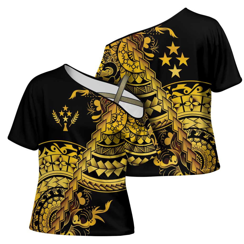 Kosrae Liberation Day Cross Shoulder Shirt Polynesian Floral Tattoo LT05 - Polynesian Pride
