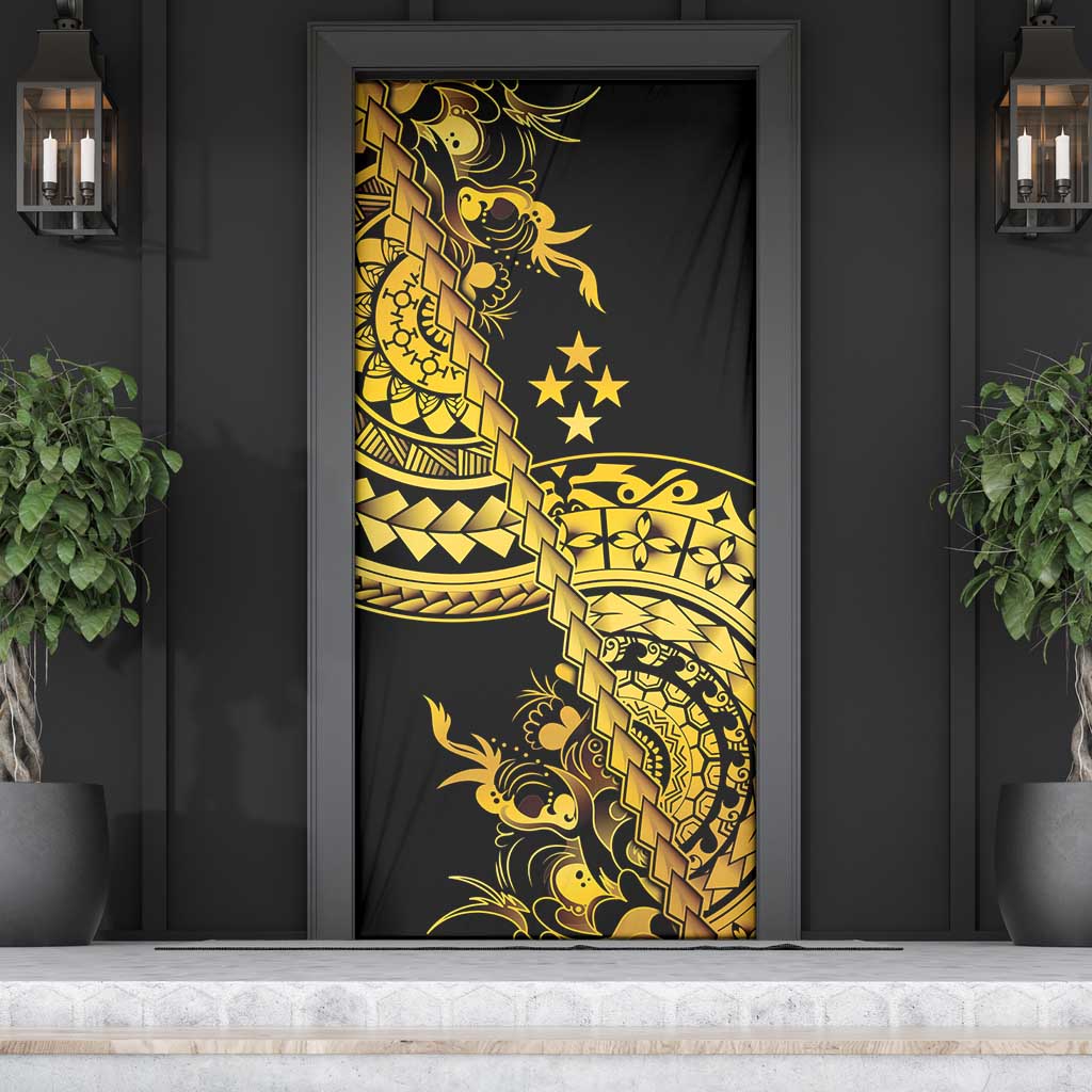 Kosrae Liberation Day Door Cover Polynesian Floral Tattoo - Polynesian Pride