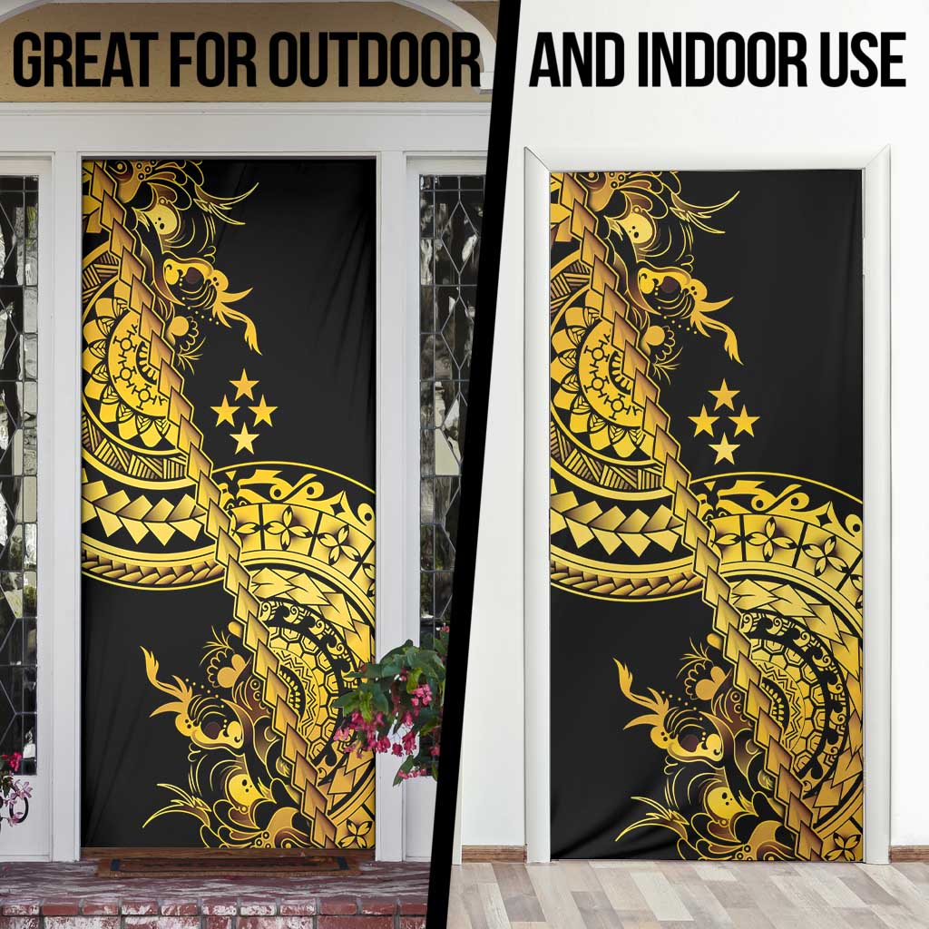 Kosrae Liberation Day Door Cover Polynesian Floral Tattoo - Polynesian Pride