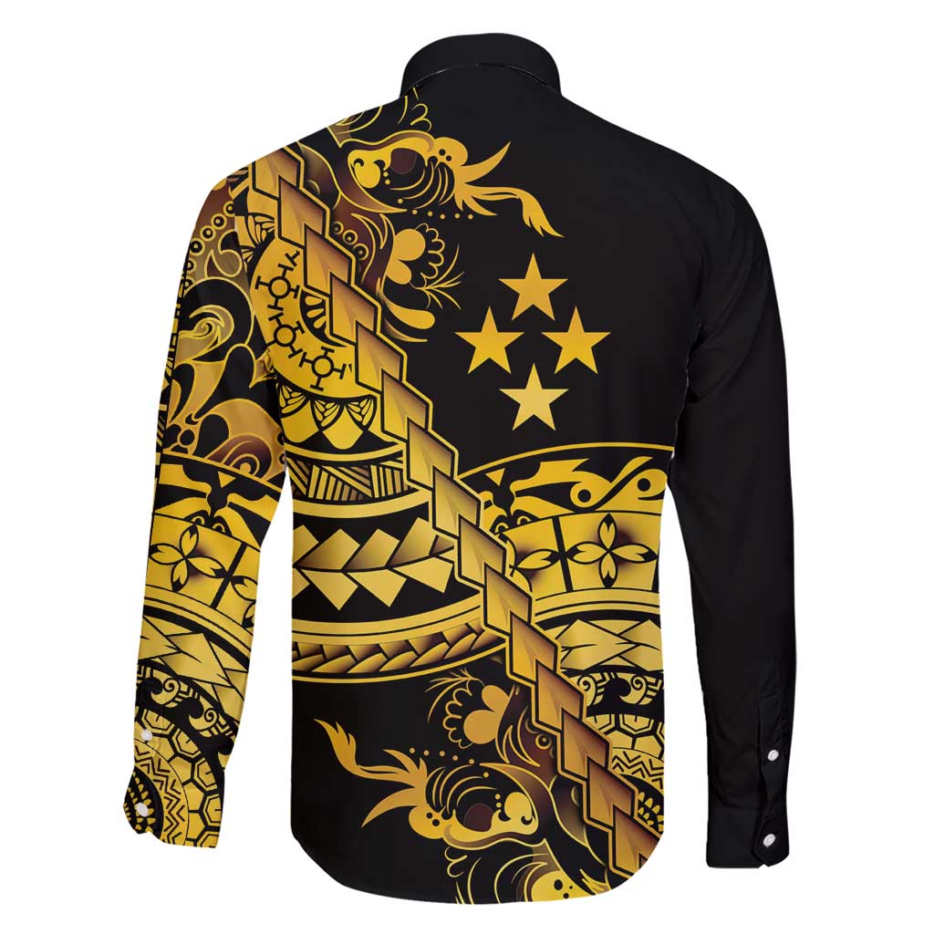 Kosrae Liberation Day Family Matching Short Sleeve Bodycon Dress and Hawaiian Shirt Polynesian Floral Tattoo - Polynesian Pride