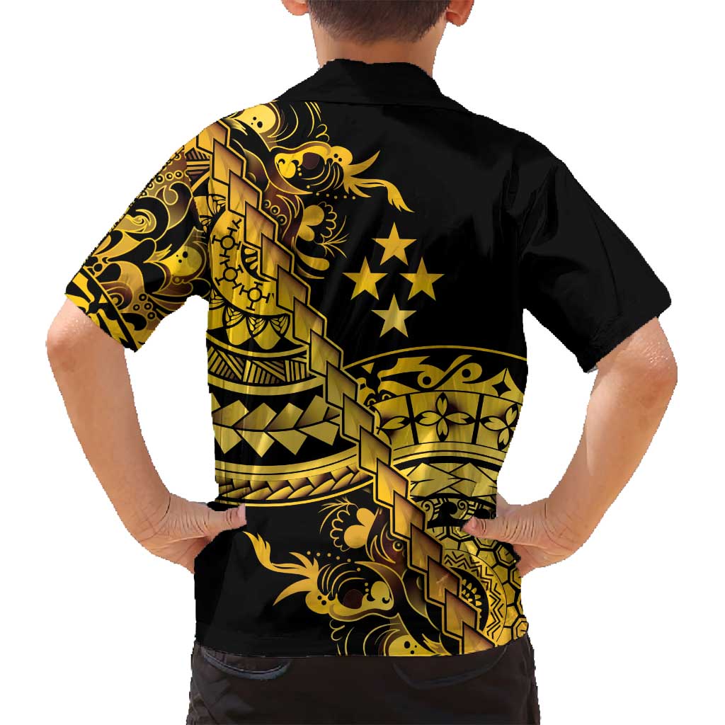 Kosrae Liberation Day Family Matching Summer Maxi Dress and Hawaiian Shirt Polynesian Floral Tattoo - Polynesian Pride