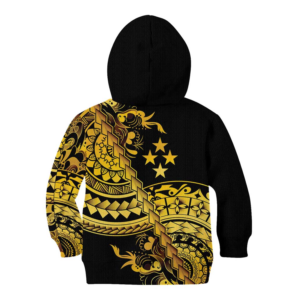 Kosrae Liberation Day Kid Hoodie Polynesian Floral Tattoo - Polynesian Pride