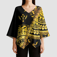 Kosrae Liberation Day Kimono Sleeve Blouse Polynesian Floral Tattoo - Polynesian Pride