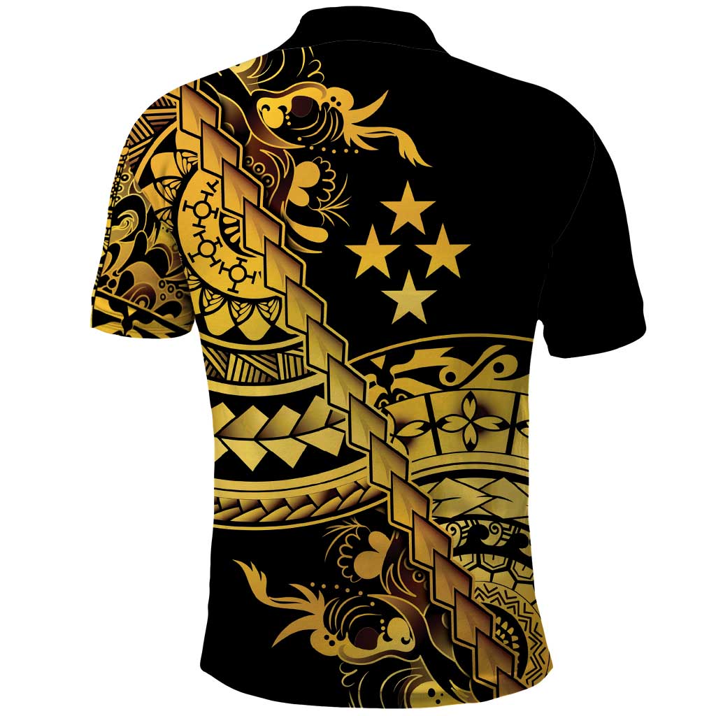 Kosrae Liberation Day Polo Shirt Polynesian Floral Tattoo - Polynesian Pride