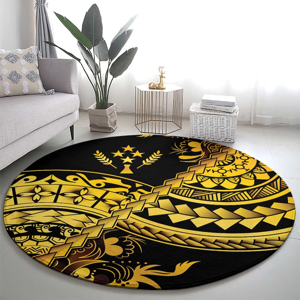 Kosrae Liberation Day Round Carpet Polynesian Floral Tattoo - Polynesian Pride