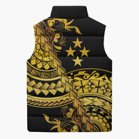 Kosrae Liberation Day Sleeveless Puffer Jacket Polynesian Floral Tattoo - Polynesian Pride