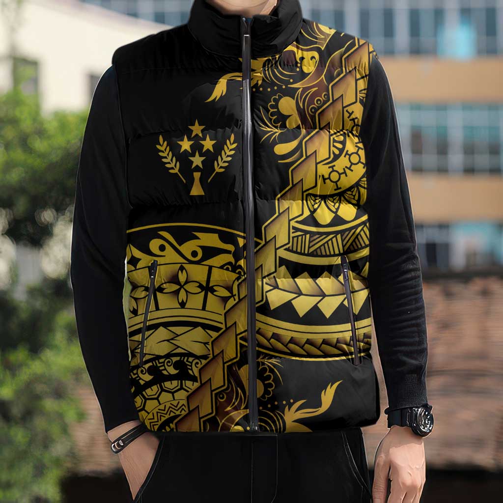 Kosrae Liberation Day Sleeveless Puffer Jacket Polynesian Floral Tattoo - Polynesian Pride