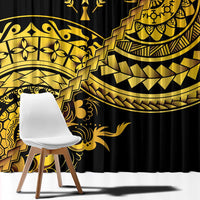 Kosrae Liberation Day Window Curtain Polynesian Floral Tattoo - Polynesian Pride