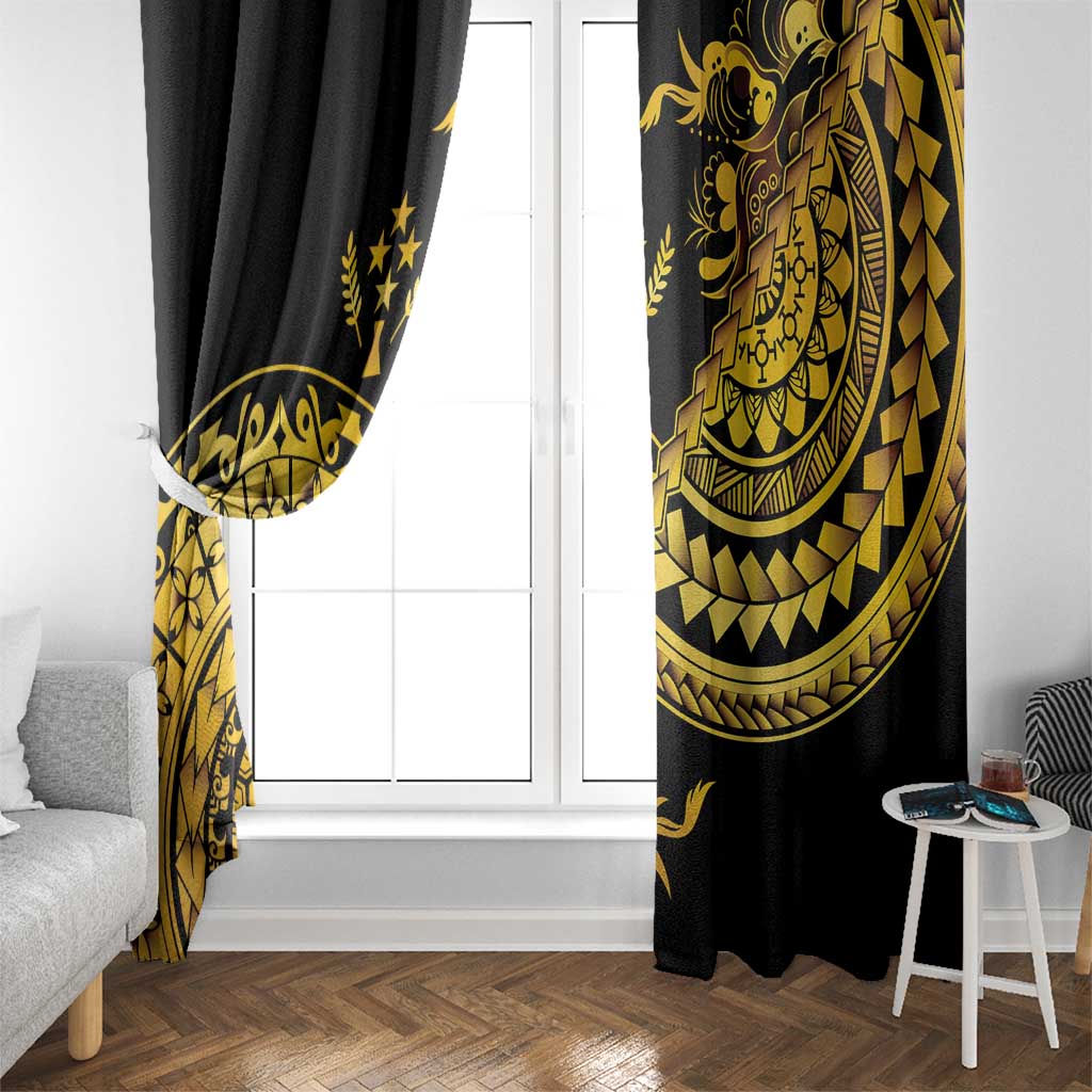 Kosrae Liberation Day Window Curtain Polynesian Floral Tattoo - Polynesian Pride