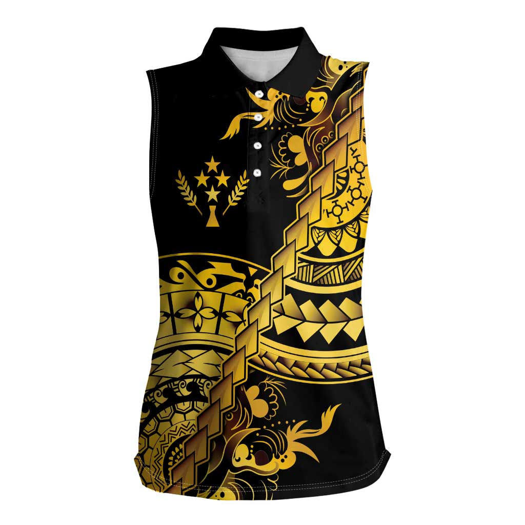 Kosrae Liberation Day Women Sleeveless Polo Shirt Polynesian Floral Tattoo - Polynesian Pride