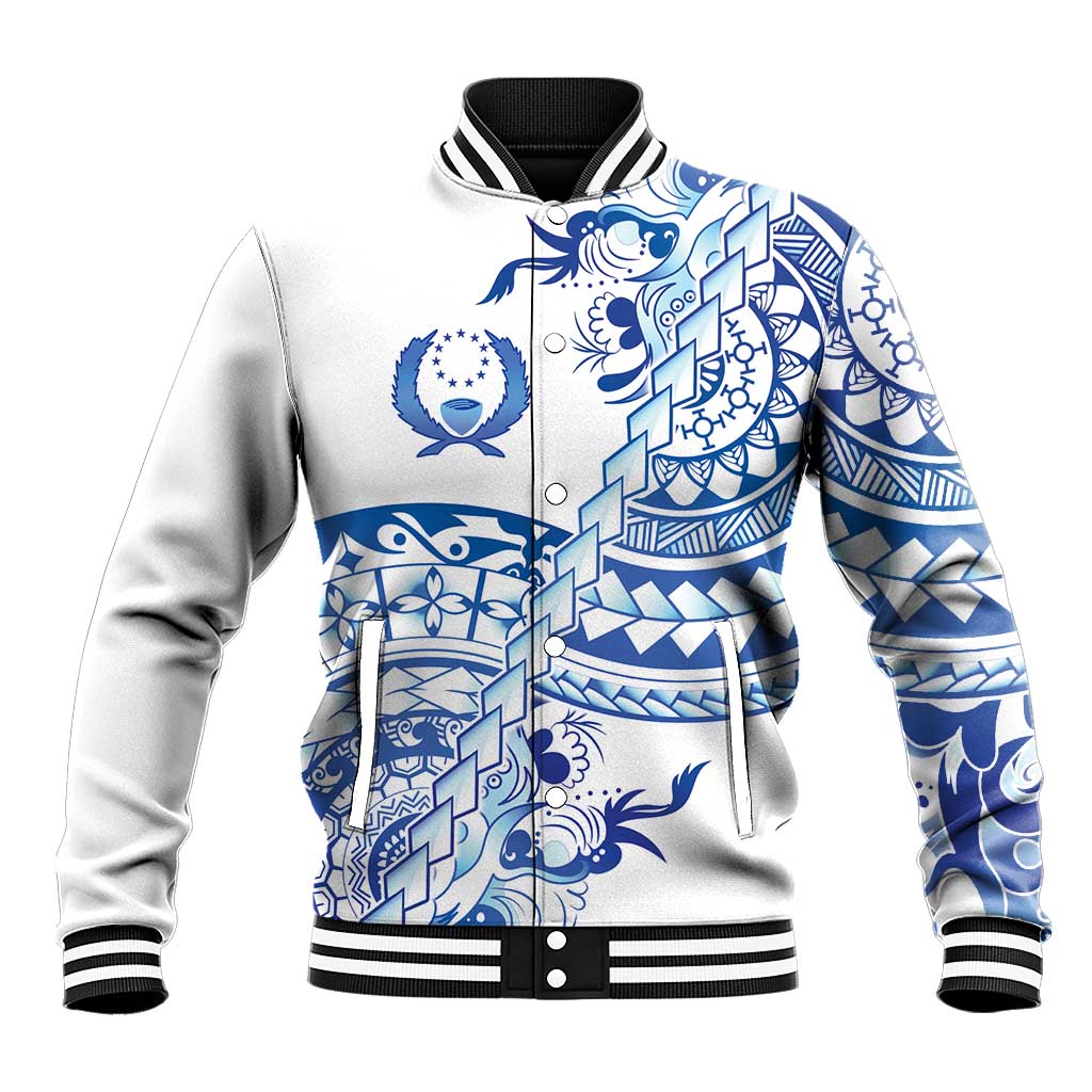 Pohnpei Liberation Day Baseball Jacket Polynesian Floral Tattoo - Polynesian Pride