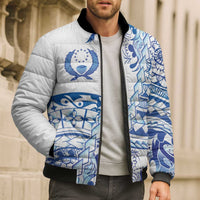 Pohnpei Liberation Day Bomber Puffer Jacket Polynesian Floral Tattoo - Polynesian Pride