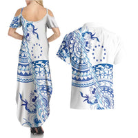 Pohnpei Liberation Day Couples Matching Summer Maxi Dress and Hawaiian Shirt Polynesian Floral Tattoo - Polynesian Pride