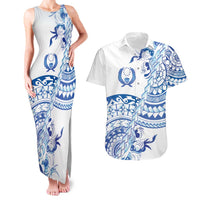 Pohnpei Liberation Day Couples Matching Tank Maxi Dress and Hawaiian Shirt Polynesian Floral Tattoo - Polynesian Pride