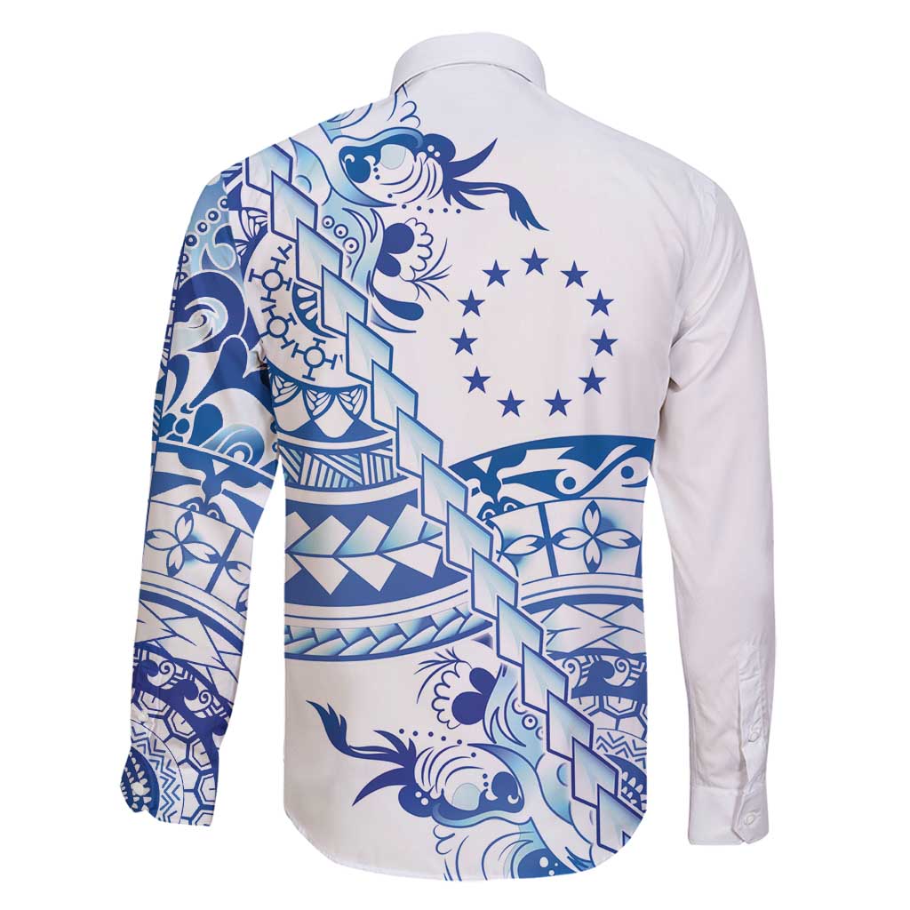 Pohnpei Liberation Day Family Matching Long Sleeve Bodycon Dress and Hawaiian Shirt Polynesian Floral Tattoo - Polynesian Pride