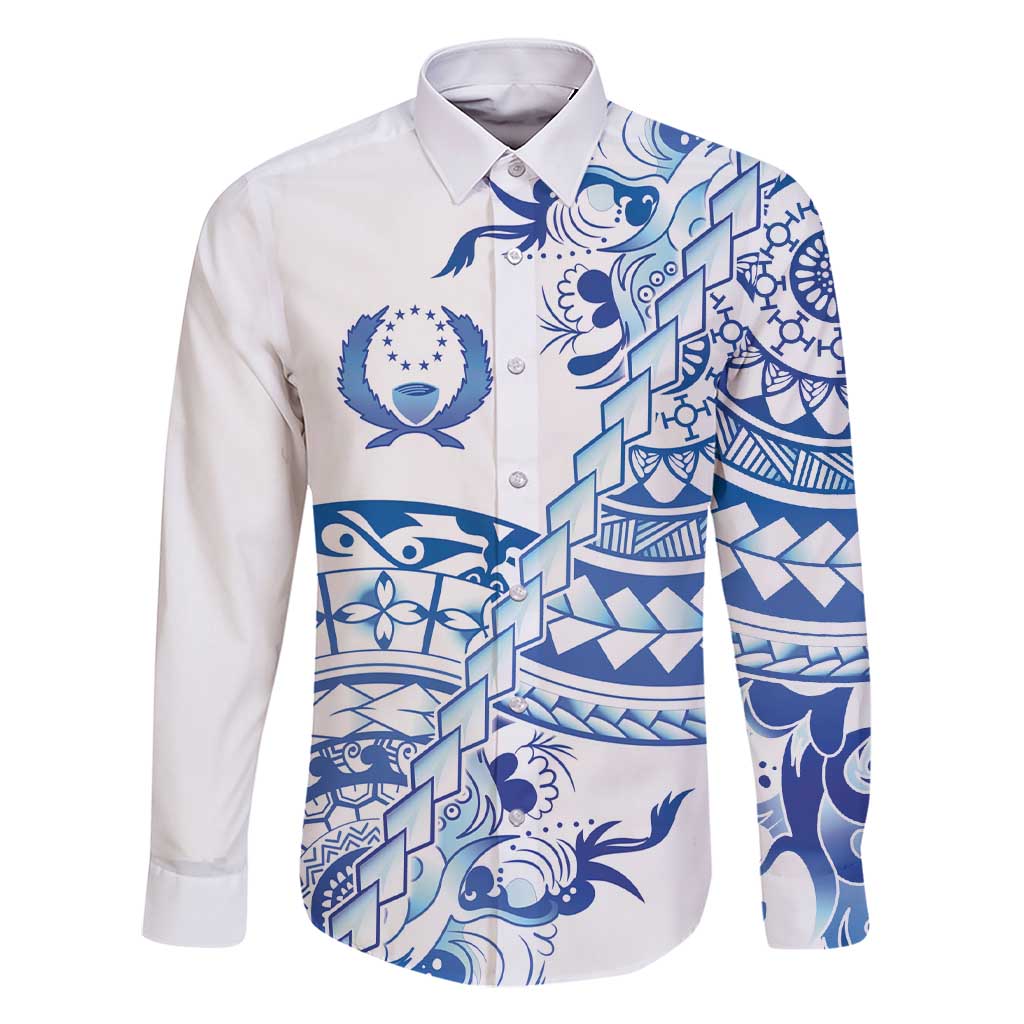 Pohnpei Liberation Day Family Matching Short Sleeve Bodycon Dress and Hawaiian Shirt Polynesian Floral Tattoo - Polynesian Pride