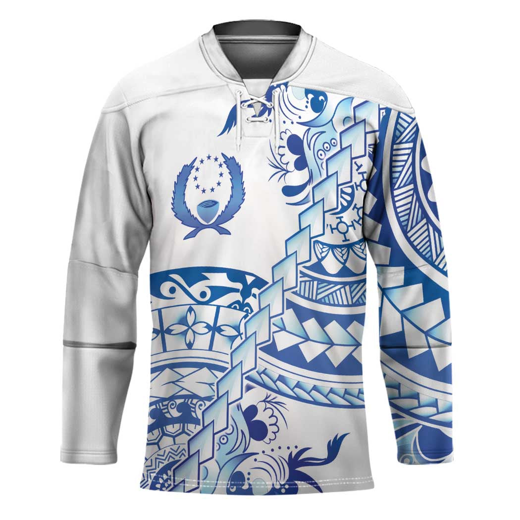 Pohnpei Liberation Day Hockey Jersey Polynesian Floral Tattoo - Polynesian Pride