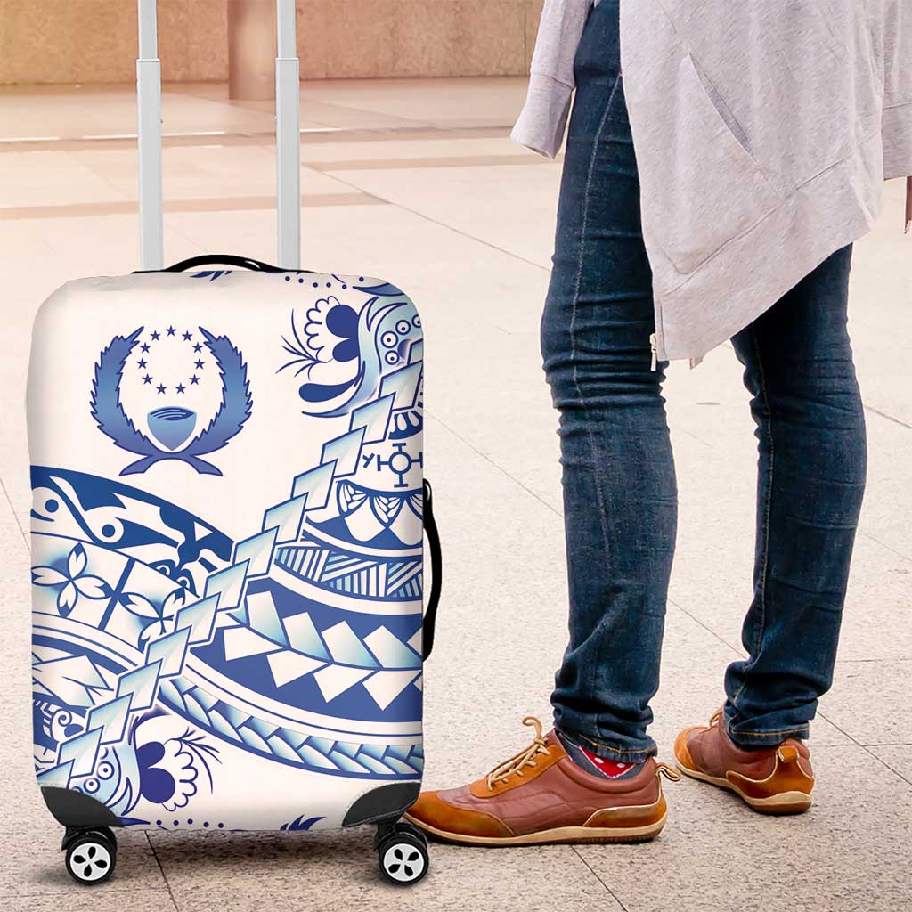 Pohnpei Liberation Day Luggage Cover Polynesian Floral Tattoo - Polynesian Pride