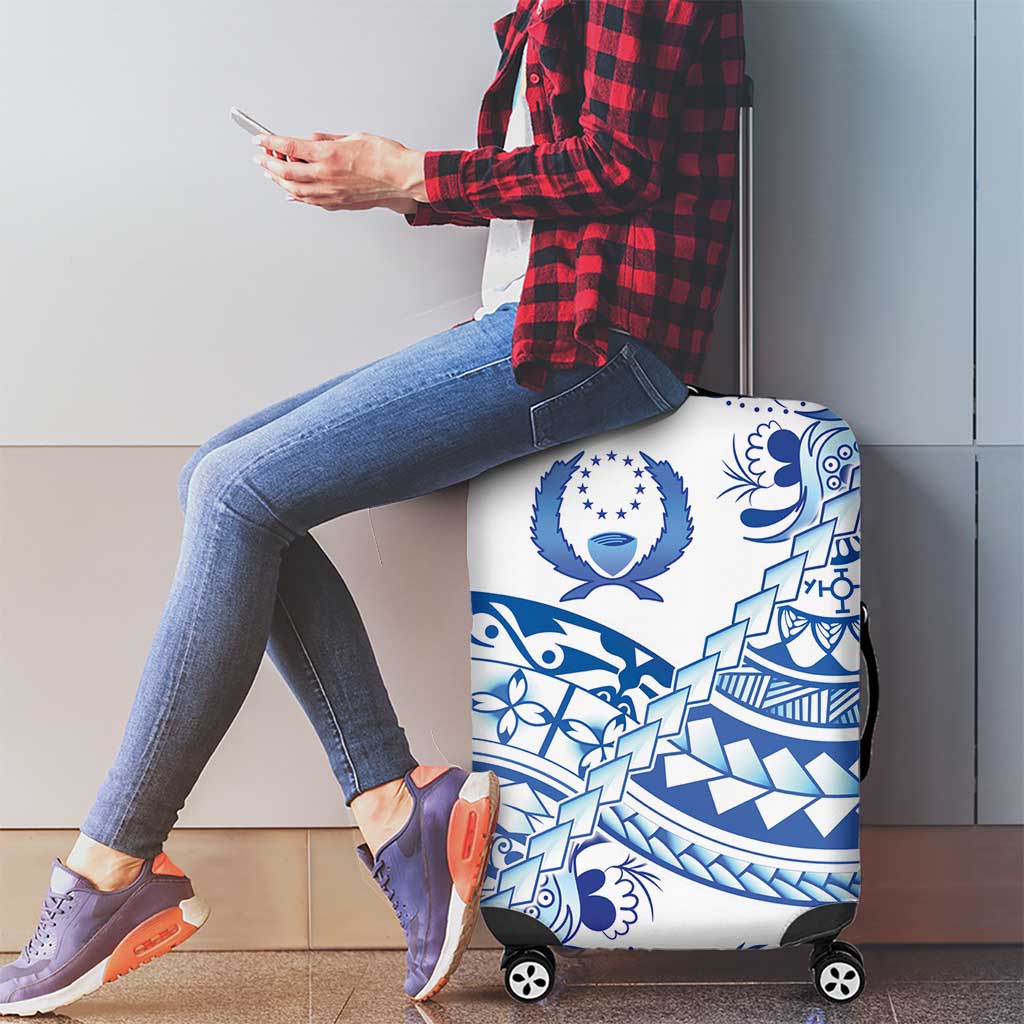 Pohnpei Liberation Day Luggage Cover Polynesian Floral Tattoo - Polynesian Pride