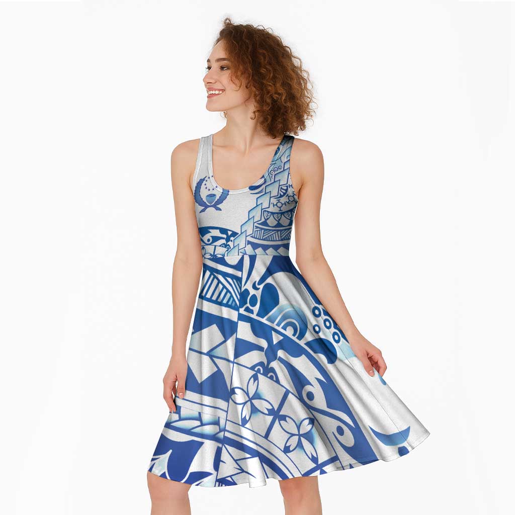 Pohnpei Liberation Day Midi Dress Polynesian Floral Tattoo - Polynesian Pride