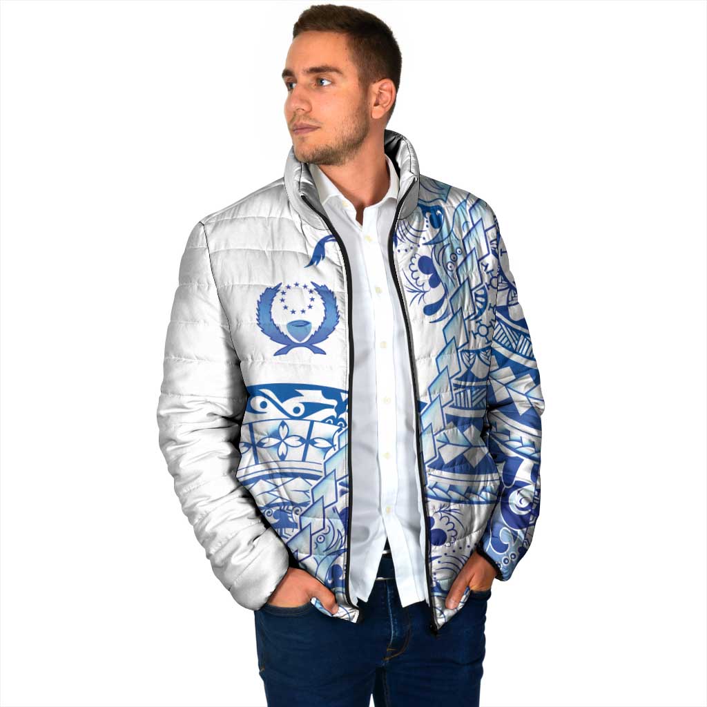 Pohnpei Liberation Day Padded Jacket Polynesian Floral Tattoo - Polynesian Pride