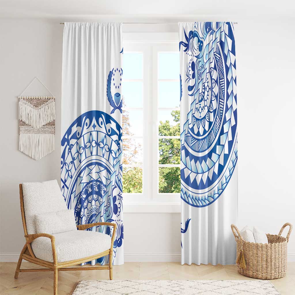 Pohnpei Liberation Day Window Curtain Polynesian Floral Tattoo - Polynesian Pride