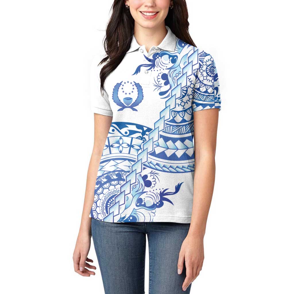 Pohnpei Liberation Day Women Polo Shirt Polynesian Floral Tattoo - Polynesian Pride