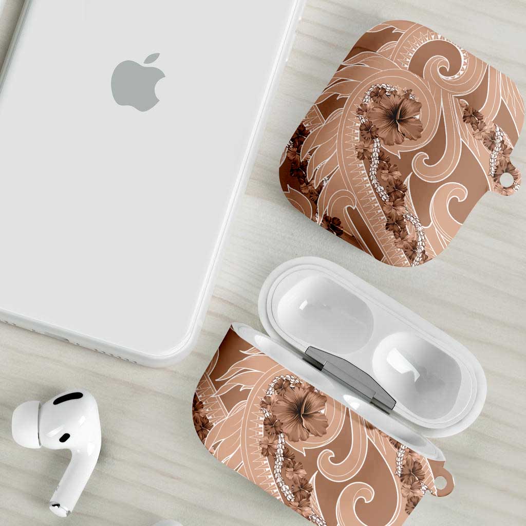 Hawaii Brown Hibiscus Pikake Lei AirPods Case - Polynesian Pride