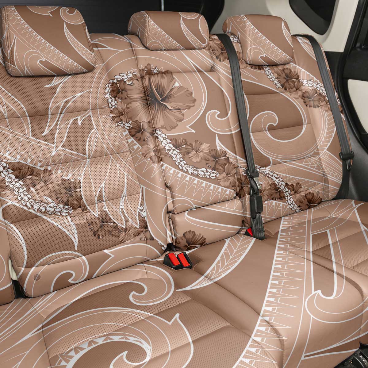 Hawaii Brown Hibiscus Pikake Lei Back Car Seat Cover LT05 - Polynesian Pride
