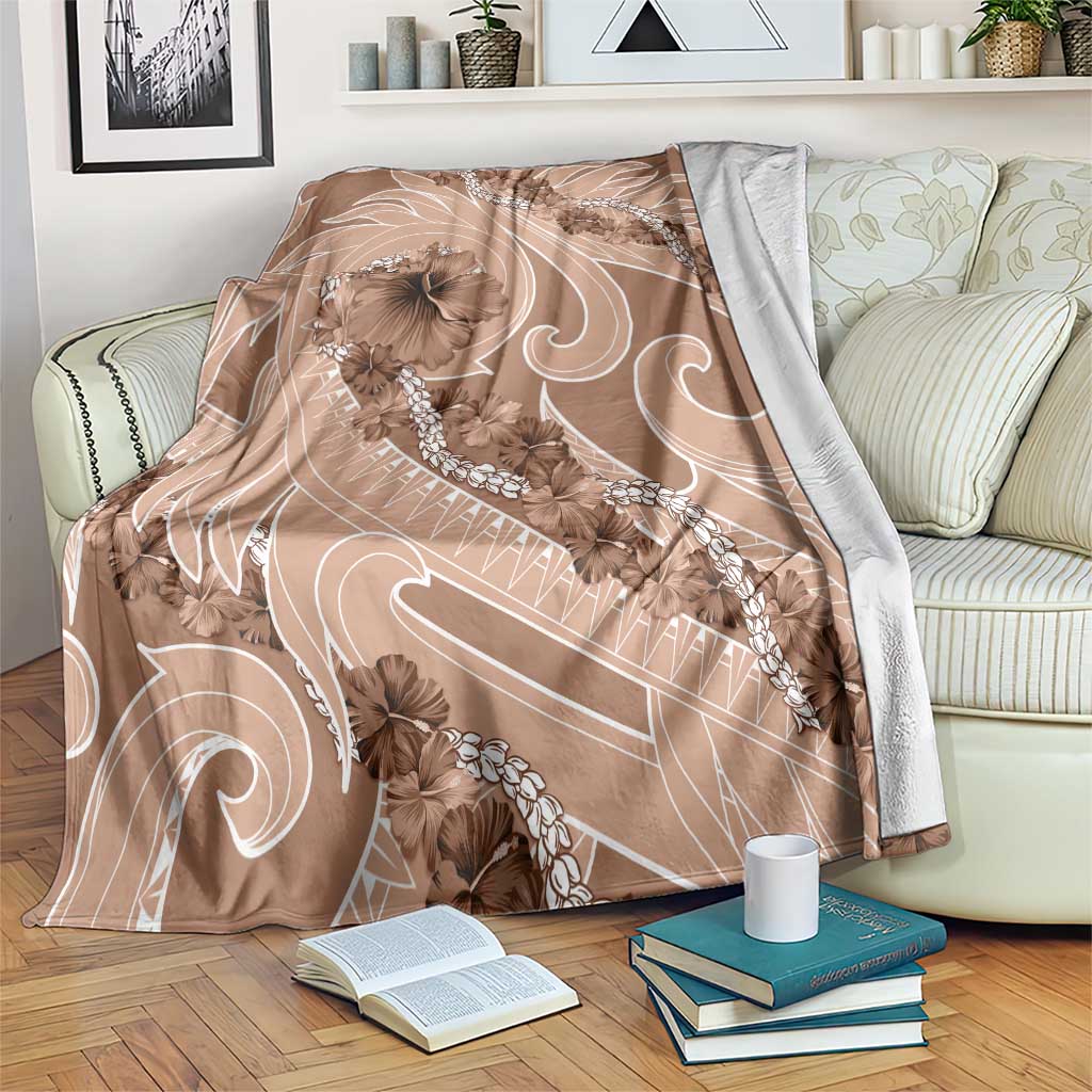 Hawaii Brown Hibiscus Pikake Lei Blanket - Polynesian Pride