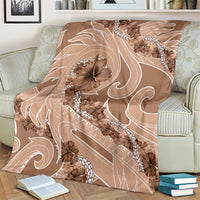 Hawaii Brown Hibiscus Pikake Lei Blanket - Polynesian Pride