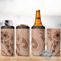 Hawaii Brown Hibiscus Pikake Lei 4 in 1 Can Cooler Tumbler - Polynesian Pride