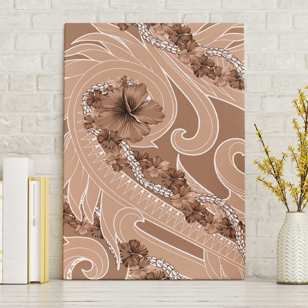 Hawaii Brown Hibiscus Pikake Lei Canvas Wall Art LT05 Without Frame Brown - Polynesian Pride
