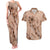 Hawaii Brown Hibiscus Pikake Lei Couples Matching Tank Maxi Dress and Hawaiian Shirt - Polynesian Pride