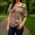 Hawaii Brown Hibiscus Pikake Lei Cross Shoulder Shirt - Polynesian Pride