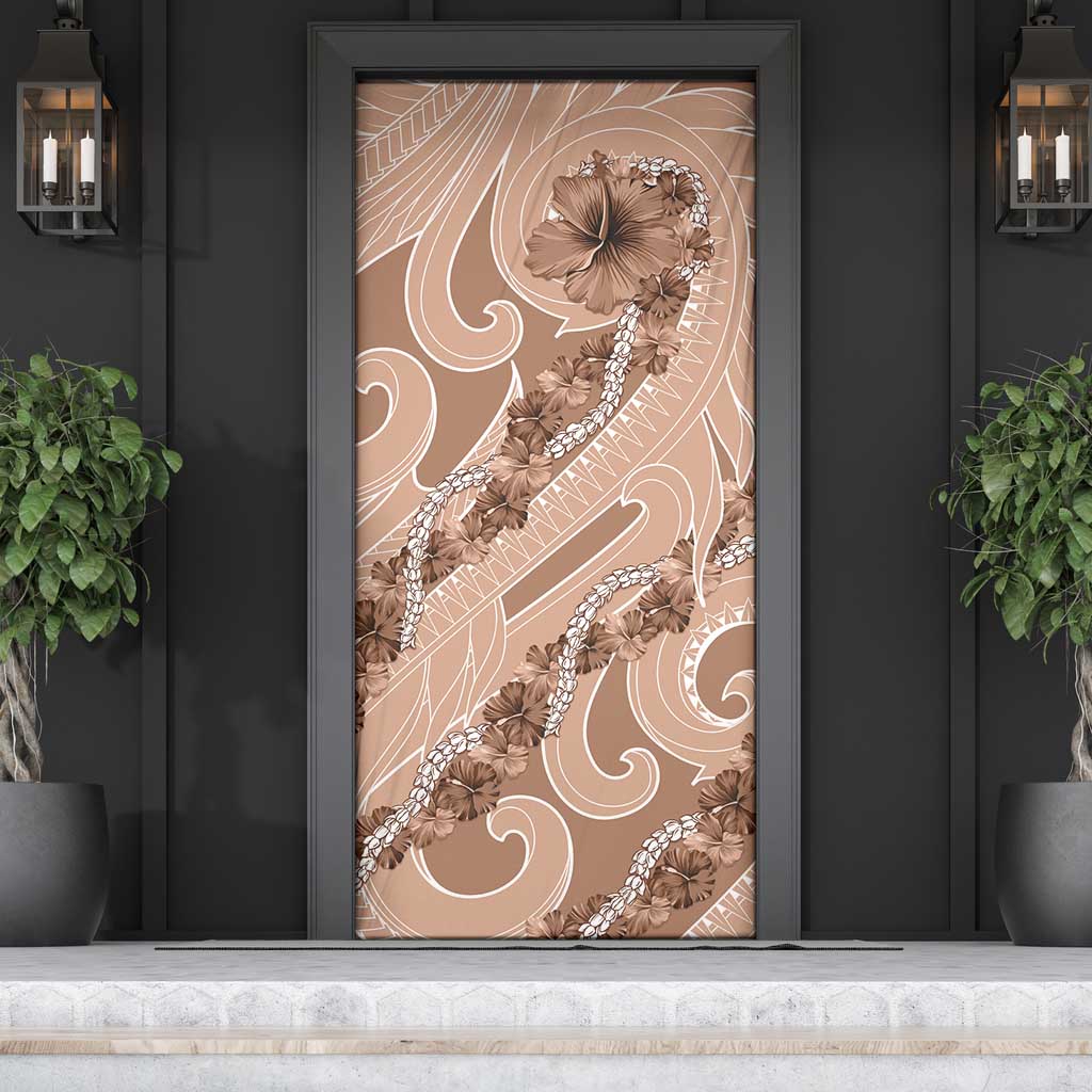 Hawaii Brown Hibiscus Pikake Lei Door Cover - Polynesian Pride