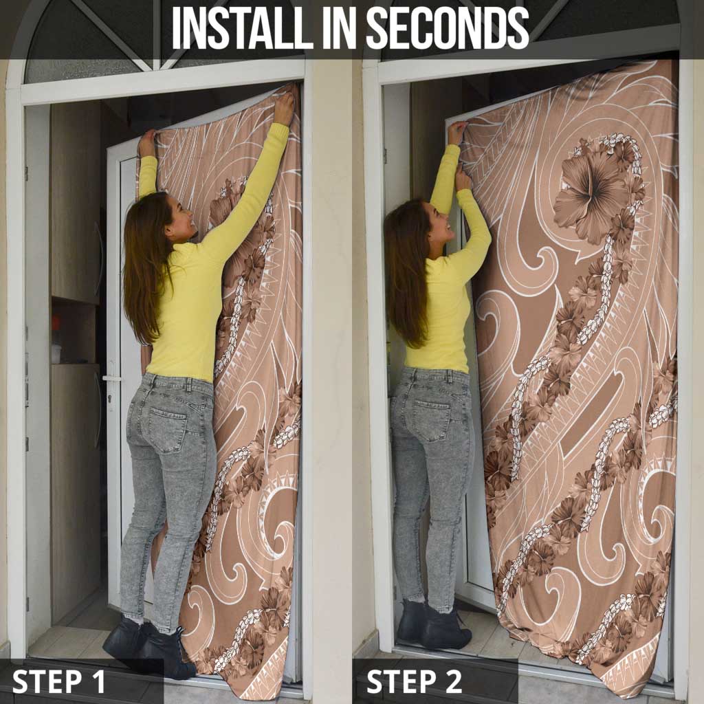 Hawaii Brown Hibiscus Pikake Lei Door Cover - Polynesian Pride