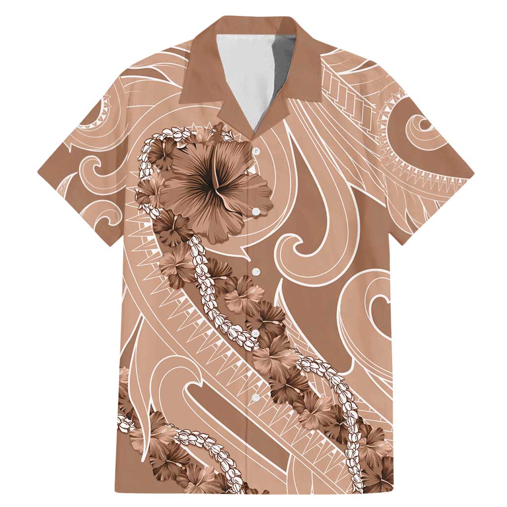 Hawaii Brown Hibiscus Pikake Lei Family Matching Mermaid Dress and Hawaiian Shirt - Polynesian Pride