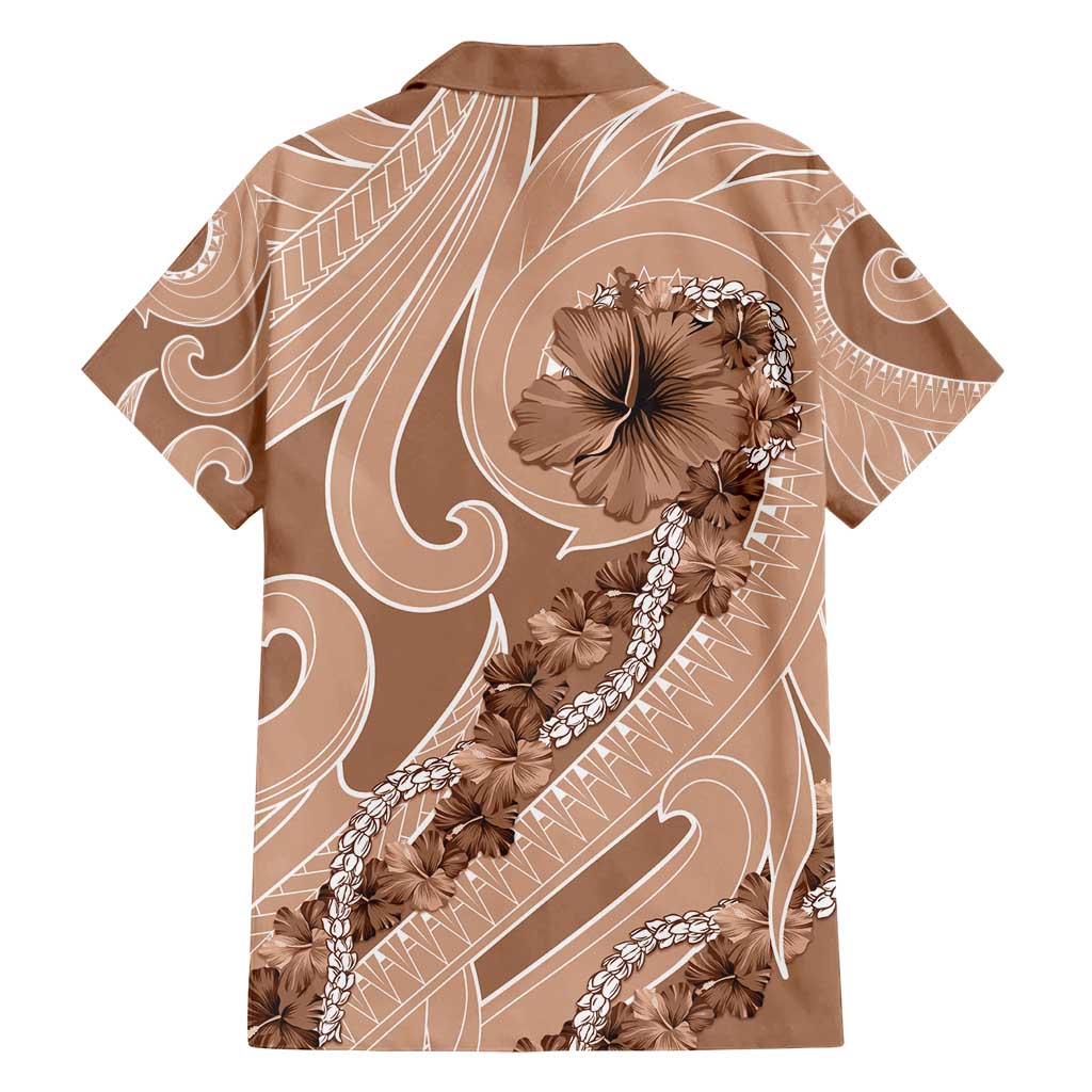 Hawaii Brown Hibiscus Pikake Lei Family Matching Off Shoulder Maxi Dress and Hawaiian Shirt - Polynesian Pride