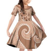 Hawaii Brown Hibiscus Pikake Lei Family Matching Off Shoulder Short Dress and Hawaiian Shirt - Polynesian Pride