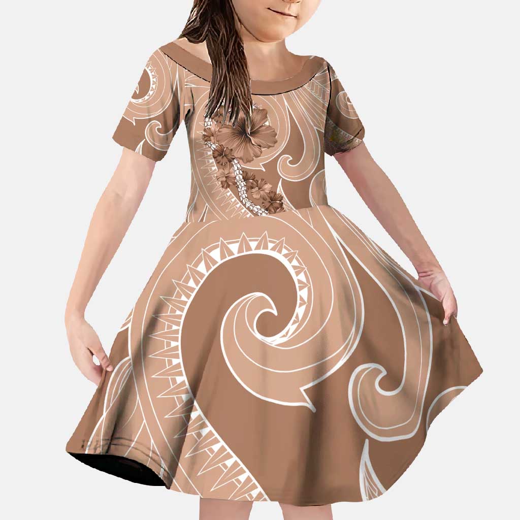 Hawaii Brown Hibiscus Pikake Lei Family Matching Tank Maxi Dress and Hawaiian Shirt - Polynesian Pride