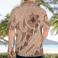 Hawaii Brown Hibiscus Pikake Lei Hawaiian Shirt - Polynesian Pride