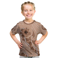 Hawaii Brown Hibiscus Pikake Lei Kid T Shirt LT05 Brown - Polynesian Pride